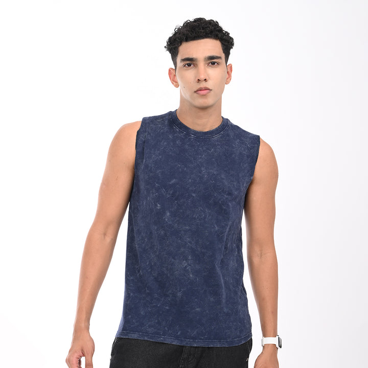 Navy blue Acid washed tanks - Needles and Stitches