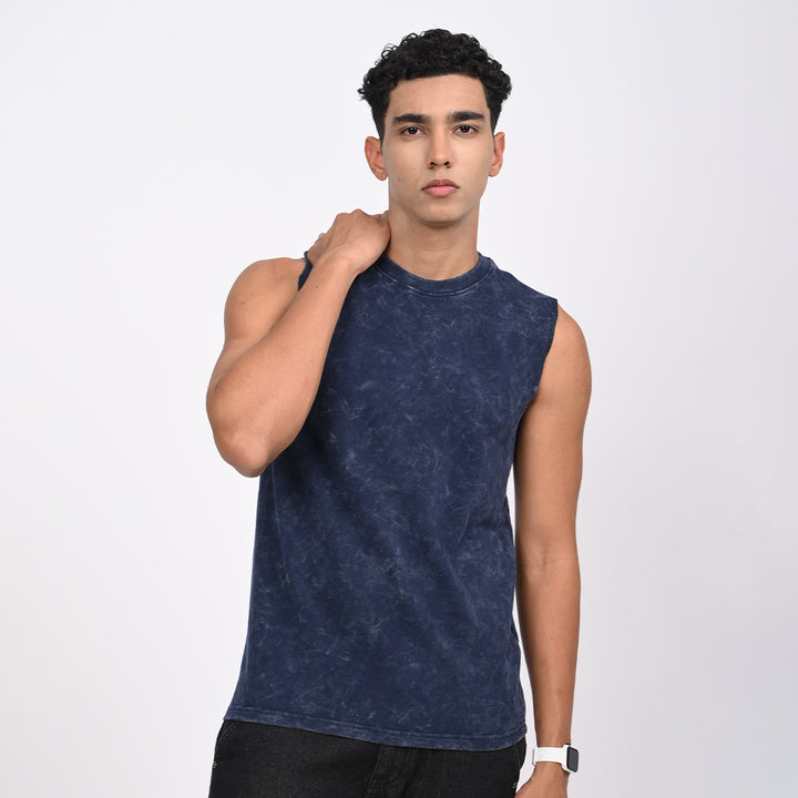 Navy blue Acid washed tanks - Needles and Stitches