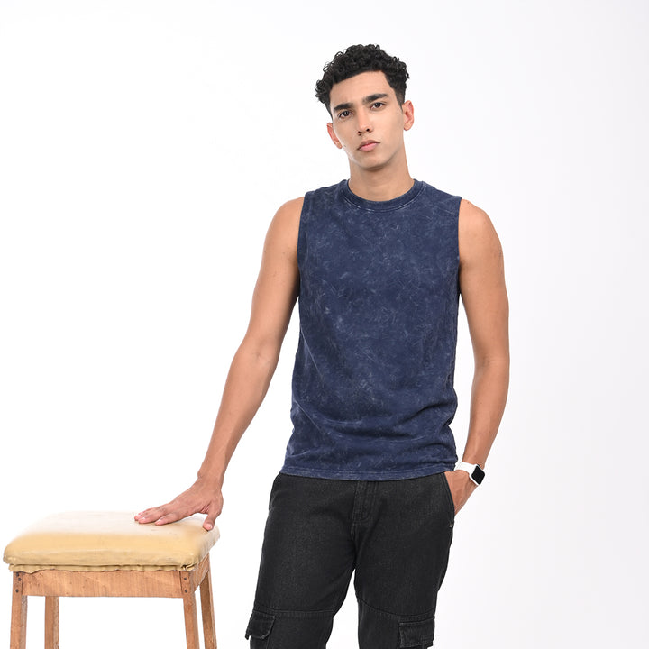 Navy blue Acid washed tanks - Needles and Stitches