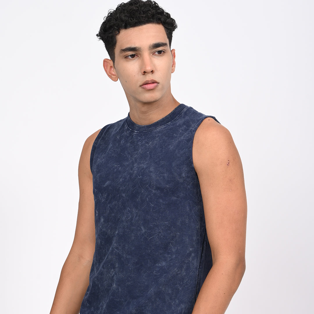 Navy blue Acid washed tanks - Needles and Stitches